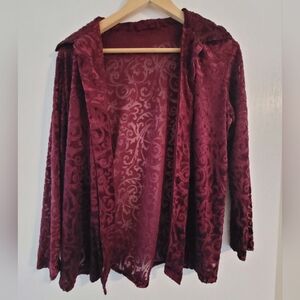 Vintage Burnout Velvet Cardigan Button Down Shirt